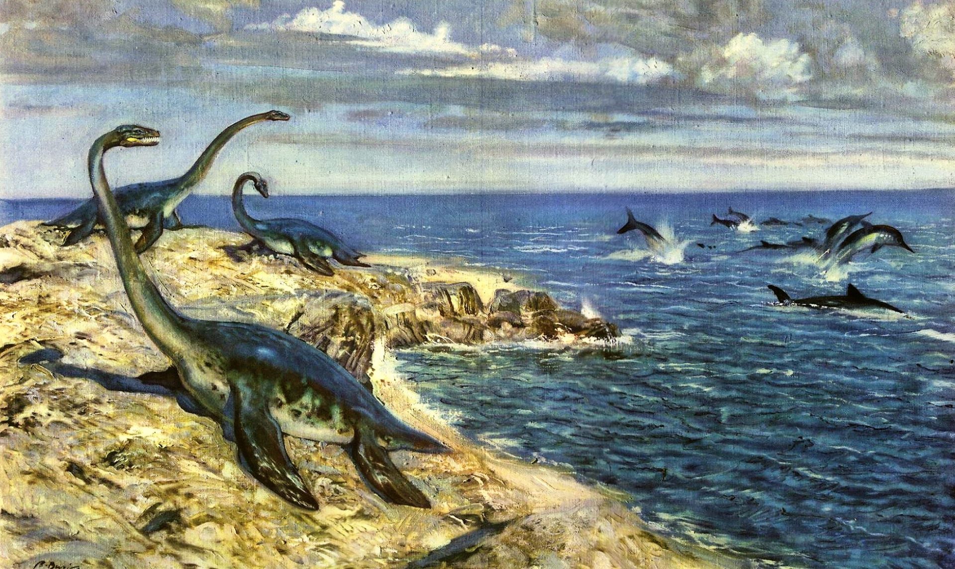 Plesiosaurs and Ichthyosaurs by Zdenek Burian