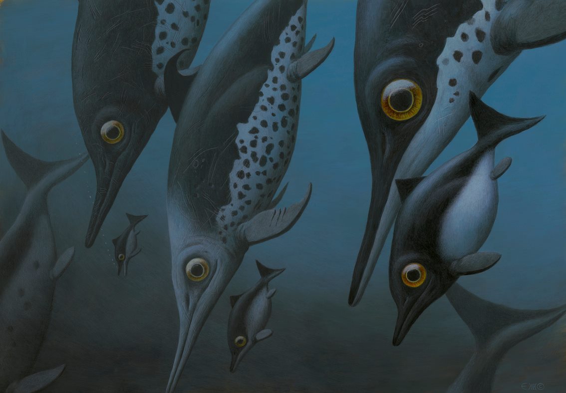 A pod of Cryopterygius hunting by Esther van Hulsen